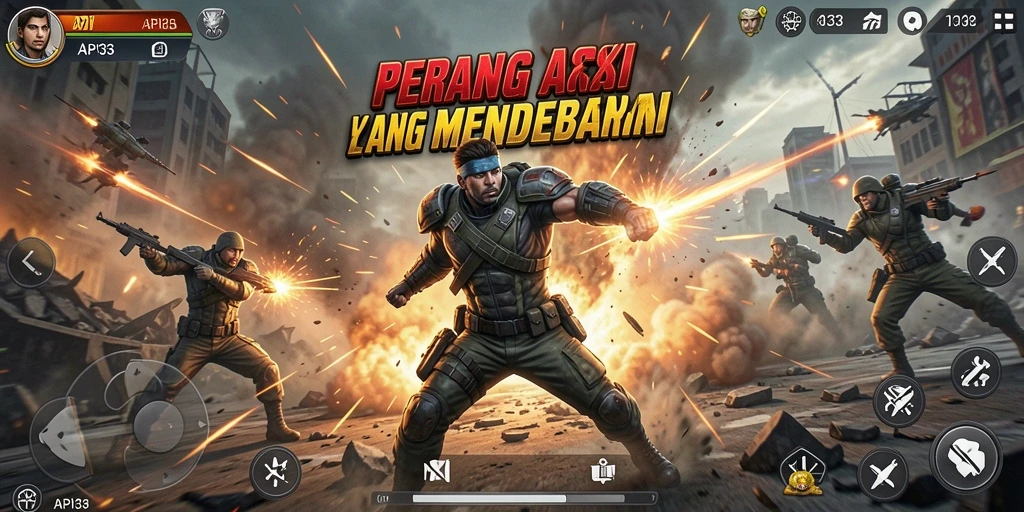 Screenshot menampilkan aksi pertempuran seru dalam game API33.