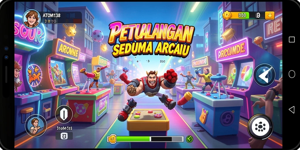 Tampilan gameplay seru dalam ATOM138 dengan berbagai tantangan menarik.
