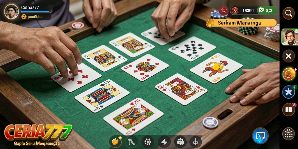 Screenshot gameplay CERIA777 menampilkan keseruan bermain Gaple.