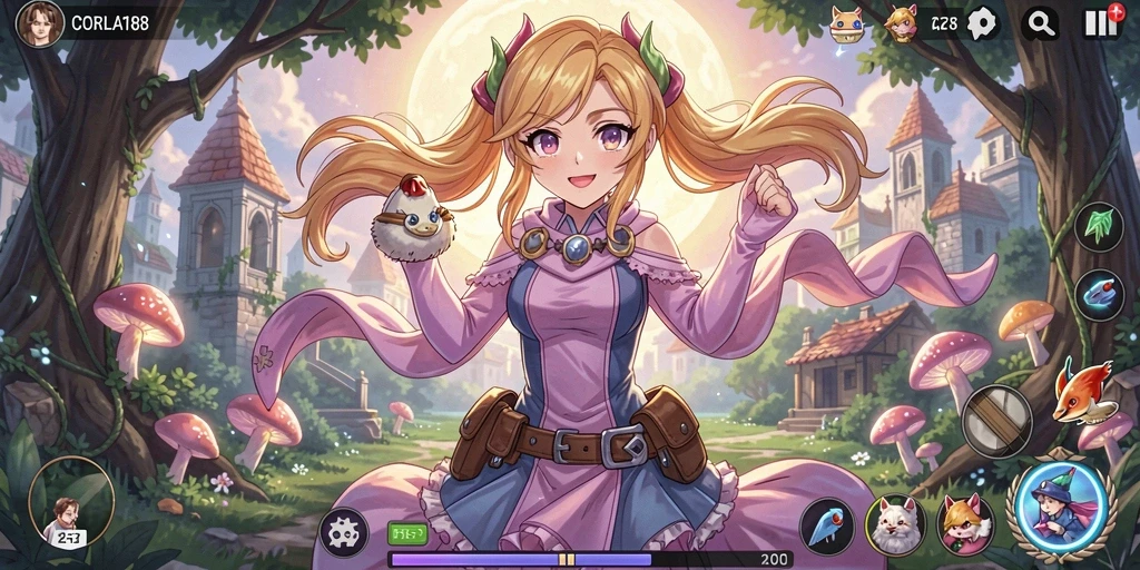 Tampilan gameplay seru dalam CORLA188 dengan karakter anime yang menawan.