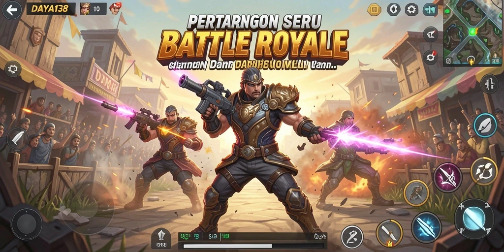Tampilan gameplay <strong>DAYA138</strong> yang intens dalam pertempuran Battle Royale.