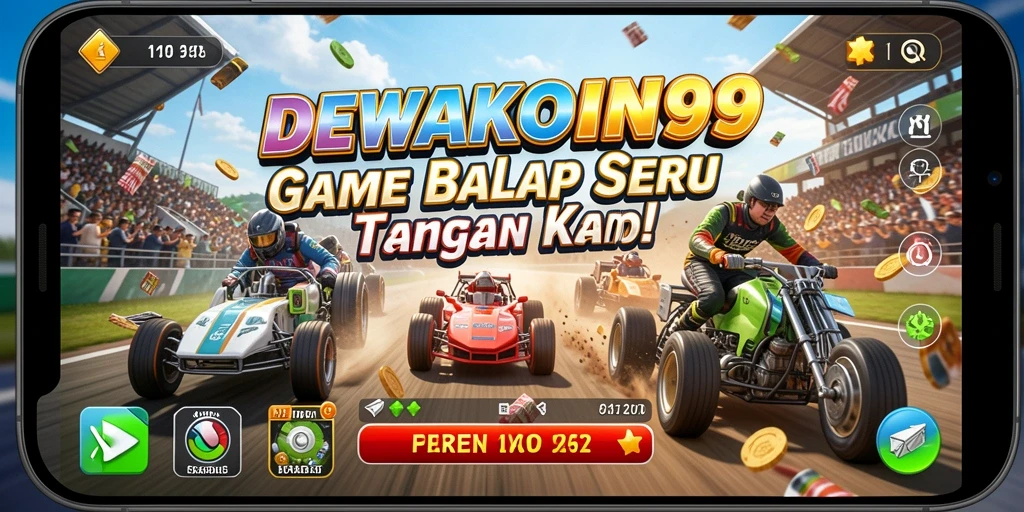 Screenshot gameplay <strong>DEWAKOIN99</strong> menampilkan aksi balap yang mendebarkan.