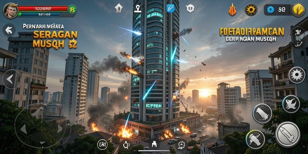 Tampilan gameplay IDRRP yang seru dalam pertahanan menara.