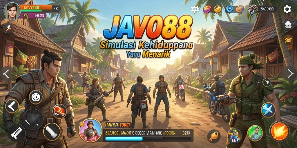 Tampilan gameplay menarik dari JAVO88 yang menunjukkan interaksi sosial dan aktivitas sehari-hari.