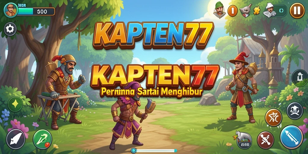 Tampilan screenshot gameplay <strong>KAPTEN77</strong> yang menggambarkan aksi seru dan warna-warni.