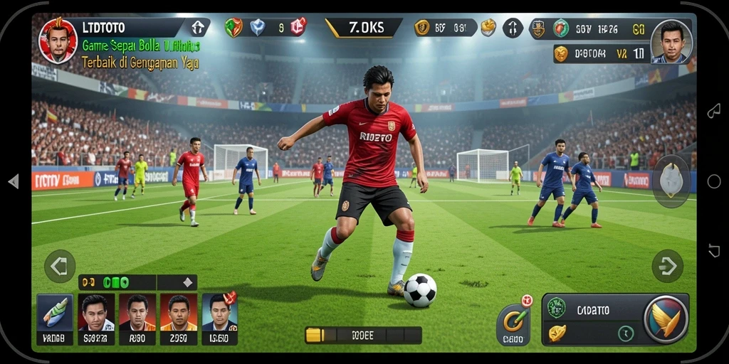 Tampilan gameplay realistik dalam LTDTOTO saat pertandingan sepak bola.