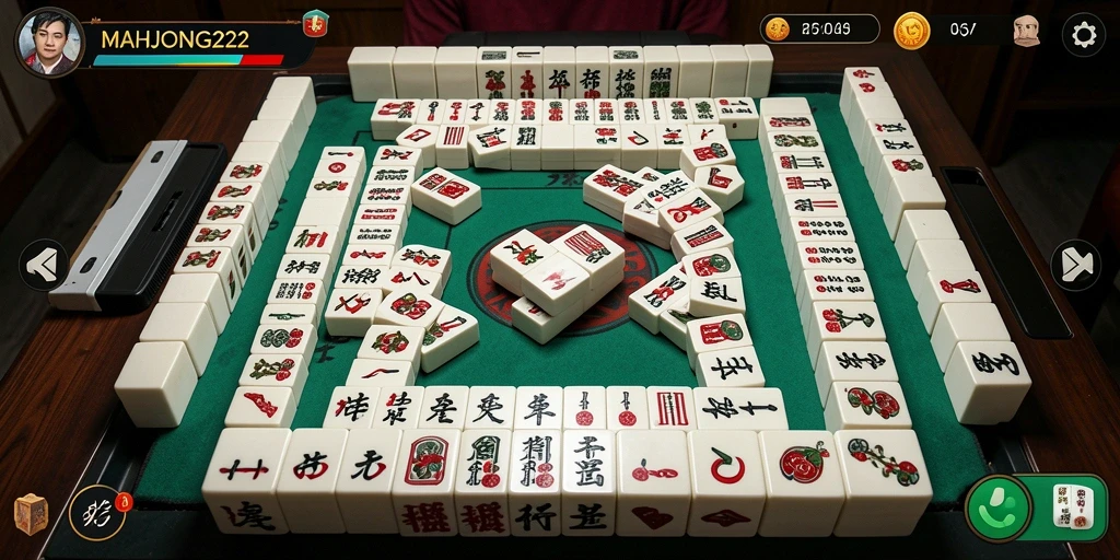 Tampilan gameplay seru dari MAHJONG222 dengan ubin Mahjong yang menarik.