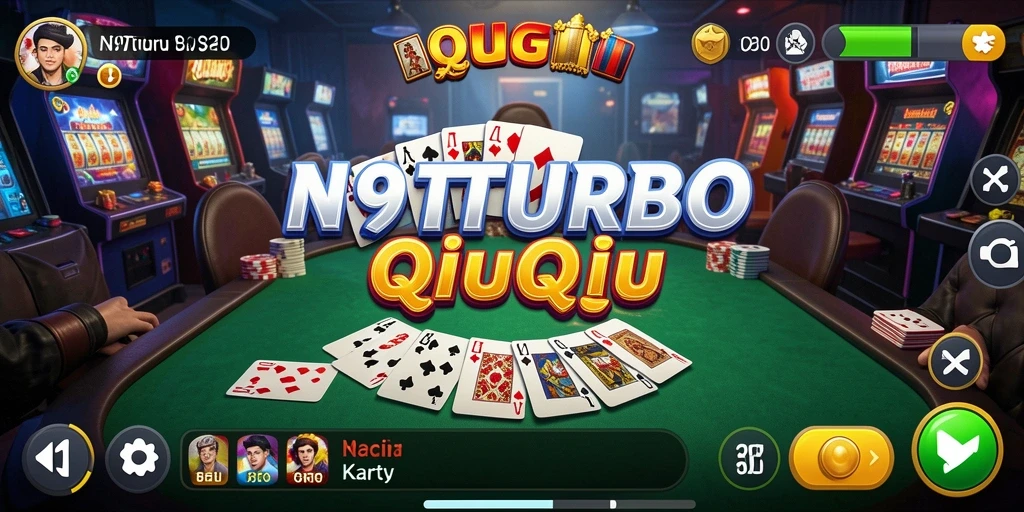 Screenshot gameplay N9TURBO menunjukkan momen seru dalam permainan QiuQiu.