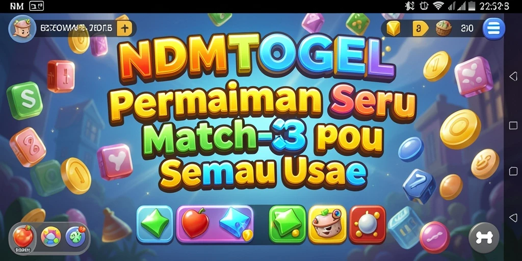 Tampilan gameplay seru NDMTOGEL dengan tantangan Match-3.