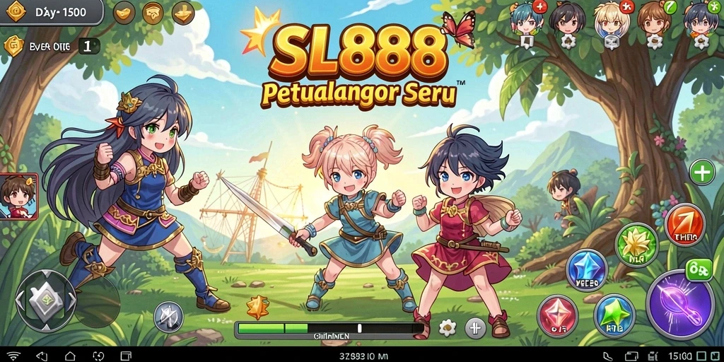 Screenshot gameplay SL888 menampilkan karakter anime yang beraksi.
