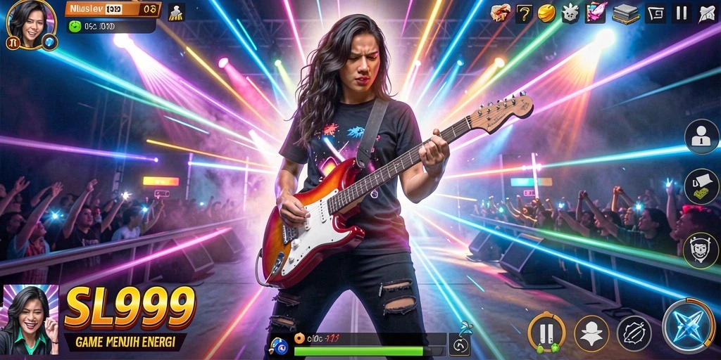 Screenshot gameplay SL999 yang menunjukkan keseruan bermain musik.