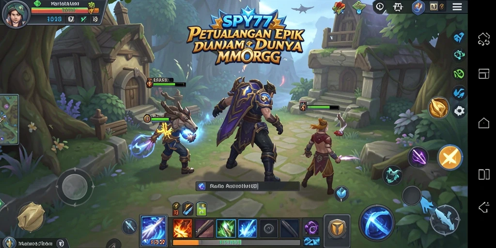 Tampilan screenshot SPY77 yang menunjukkan pertarungan seru dalam dunia MMORPG.