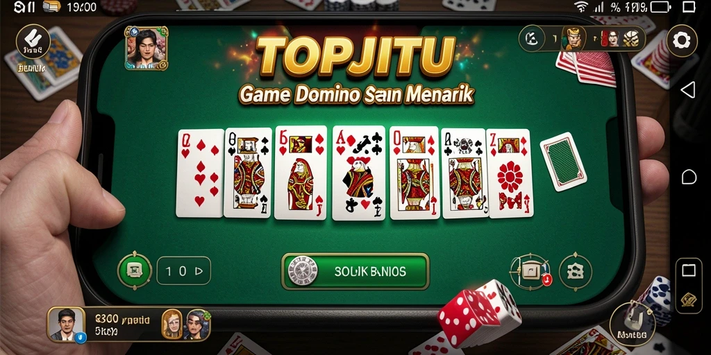 Screenshot gameplay TOPJITU menampilkan pemain yang sedang bersaing dalam pertandingan domino.