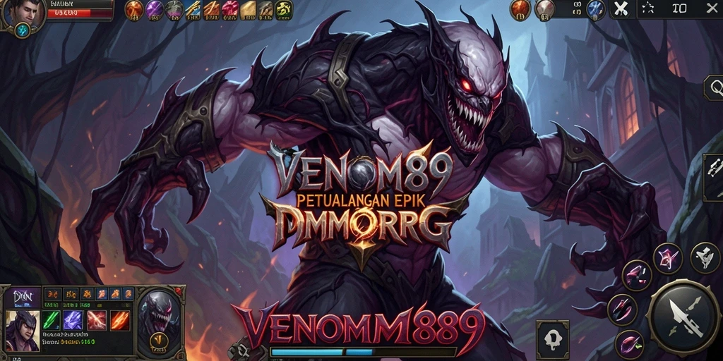 Tangkapan layar utama VENOM889 menampilkan pertempuran epik dalam dunia MMORPG.