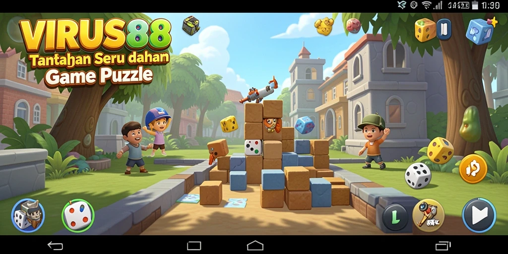 Screenshot gameplay VIRUS88 menampilkan tantangan Puzzle yang menantang.